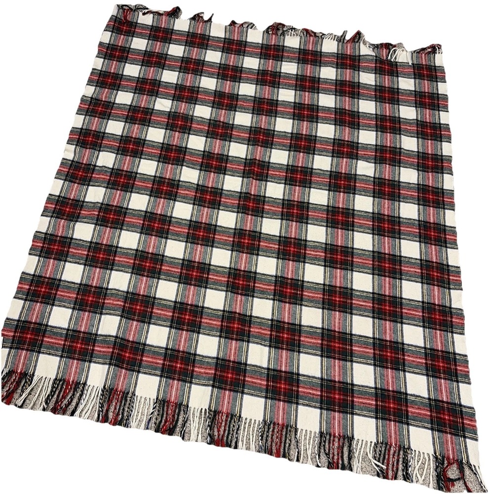 Italian Tartan Red plaid throw Blanket Tessilechiti 62" X 51" super soft cotton